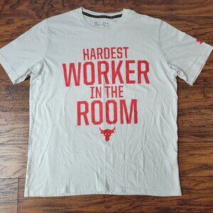 UNDER ARMOUR Hardest Worker in the Room Project Rock Heatgear Shirt sz XL EUC